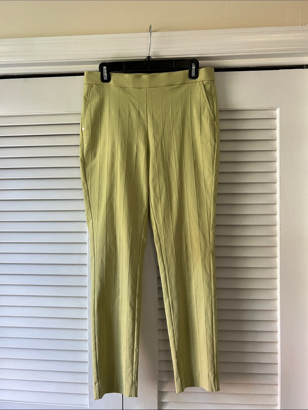 Anne Klein Olive-Green Straight Leg Pull-On Pants